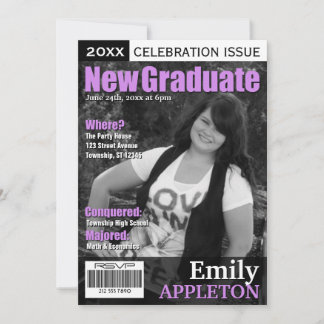 Invitation Couverture de magazine Purple Graduation Invitatio