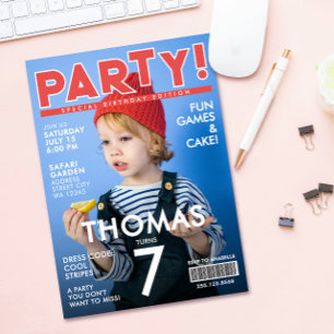 Invitation Couverture de magazine rouge et blanc cool pour en