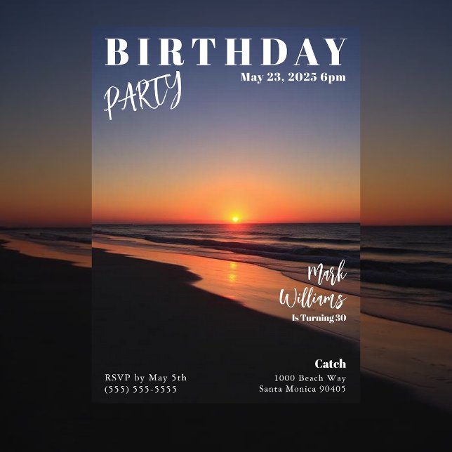 Invitation Couverture de magazine Sunset Beach Anniversaire (Magazine Cover Sunset Beach Birthday Invitation
)