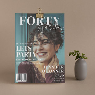 Invitation Couverture de magazine tendance   40e fête d'anniv
