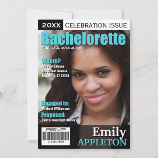 Invitation Couverture de magazine Turquoise Bachelorette Invi