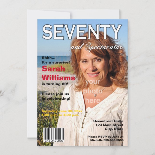 Invitation Couverture du magazine 70e anniversaire de fête In (Devant)