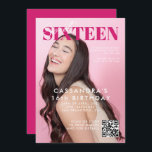 Invitation Couverture du magazine Ado QR Code Sweet sixteen A<br><div class="desc">Ado Magazine Couverture QR Code Sweet sixteen Anniversaire Invitation</div>
