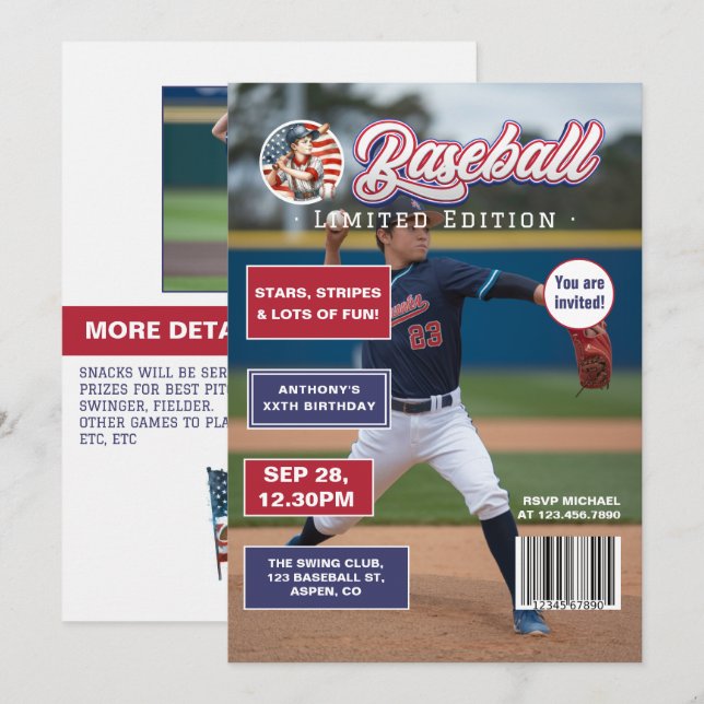 Invitation Couverture du magazine All American Boy Baseball p (Devant / Derrière)