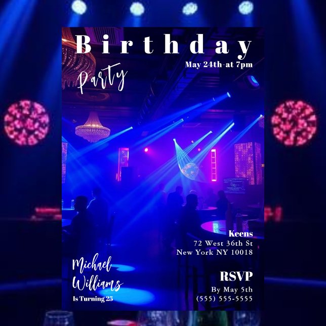 Invitation Couverture du magazine de fête d'anniversaire (Birthday Party Magazine Cover Invitation Nightclub)