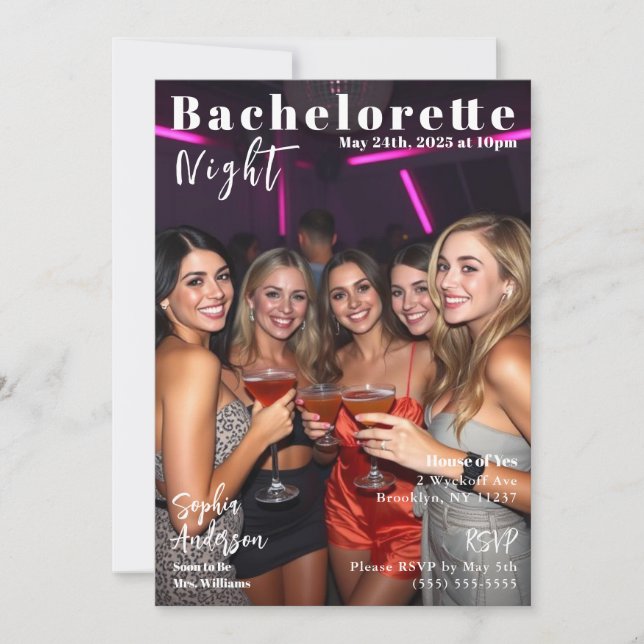 Invitation Couverture du magazine de nuit Bachelorette (Devant)