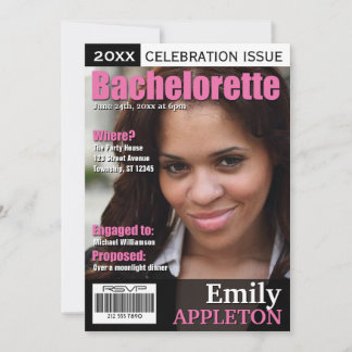 Invitation Couverture du magazine Fuchsia Bachelorette Invita