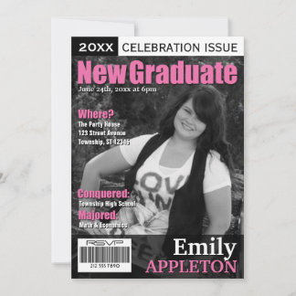 Invitation Couverture du magazine Fuchsia Graduation Invitati