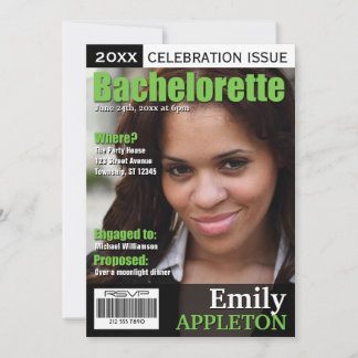 Invitation Couverture du magazine Green Bachelorette Invitati