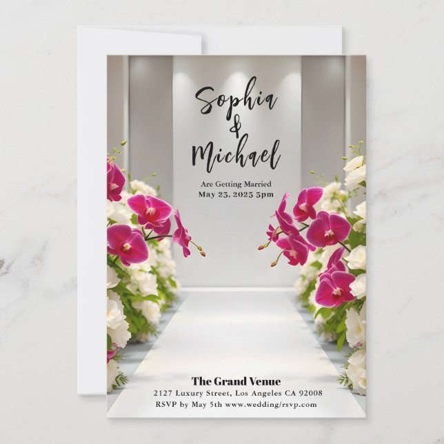 Invitation Couverture du magazine mariage Roses blanches et o (Devant)