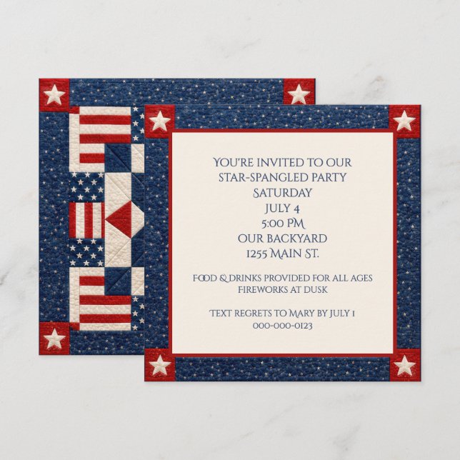 Invitation Couverture étoilée du 14 juillet (Devant / Derrière)