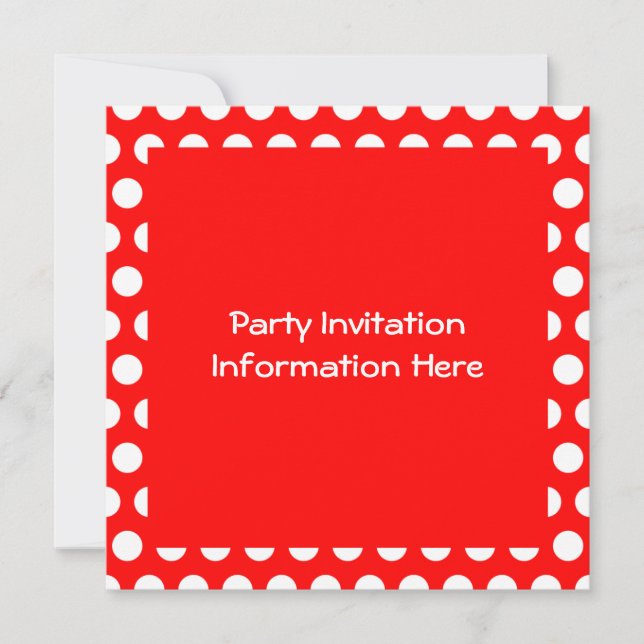 Invitation Couverture Rouge Clair et Blanc à Points (Devant)