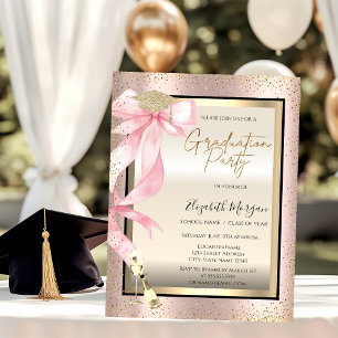 Invitation Couvre-diplôme, Lunettes à noeud rose, Photo avec
