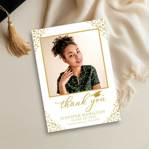 Invitation Couvre-diplôme Papier Doré Sur Fond Blanc Merci