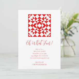 Invitation Couvre-lit de Noël rouge vintage Fête de vacances 