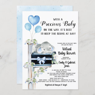 Invitation Covil Baby shower petit éléphant