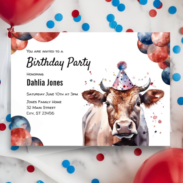 Invitation Cow Farm Barnyard Animal fête d'anniversaire (Créateur téléchargé)