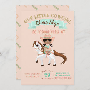 Invitation Cow-girl d'Afro-américain sur l'anniversaire de