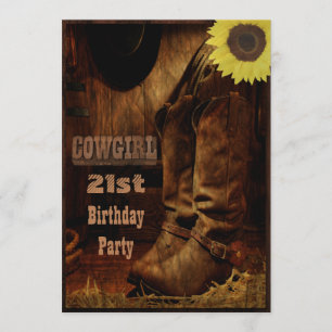 Invitation Cow-girl tout pays rustique d'anniversaire d'âge