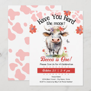 Invitation Cow Herd moos 1er Birthday Girl