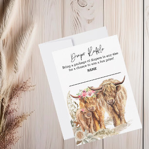 Invitation Cow Highland Baby shower Couples Diaper Raffin