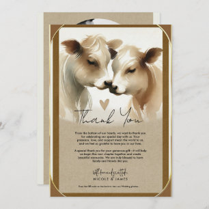 Invitation Cow Love Crème Brown Mariage campagnard Merci