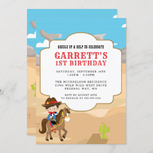 Invitation Cowboy 1ère fête d'anniversaire