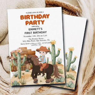 Invitation Cowboy à cheval 1ère fête d'anniversaire