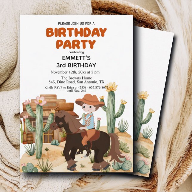 Invitation Cowboy à cheval 3e fête d'anniversaire (Créateur téléchargé)
