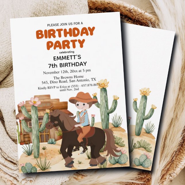 Invitation Cowboy à cheval 7e fête d'anniversaire (Créateur téléchargé)