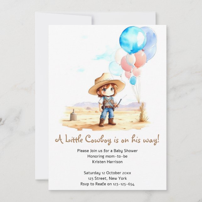 Invitation Cowboy Adventure Baby Boy's Wild West Shower (Devant)