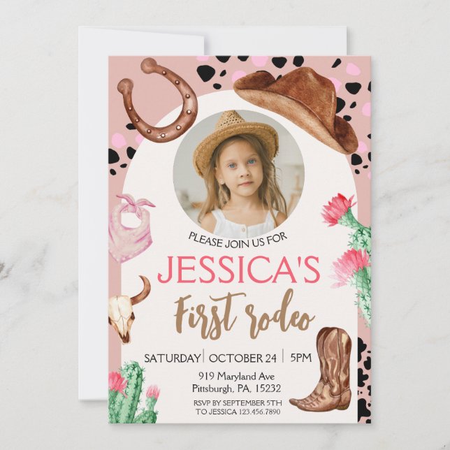 Invitation Cowboy Anniversaire 1er Rodéo Anniversaire (Devant)