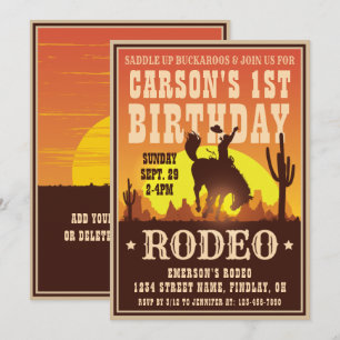 Invitation Cowboy Anniversaire Rodeo Poster Party, n'importe 