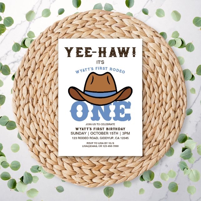Invitation Cowboy Blue Premier Rodéo Premier anniversaire (Créateur téléchargé)