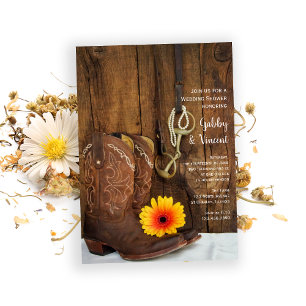 Invitation Cowboy Boot Daisy Horse Bit Western Wedding shower