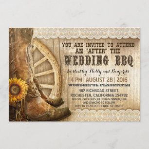 Invitation Cowboy Boots Country Western Après le barbecue Mar