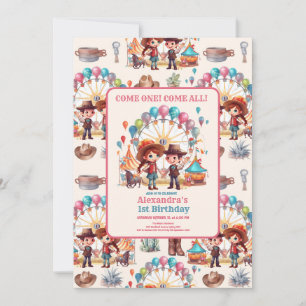 Invitation Cowboy Carnival Circus Show Anniversaire