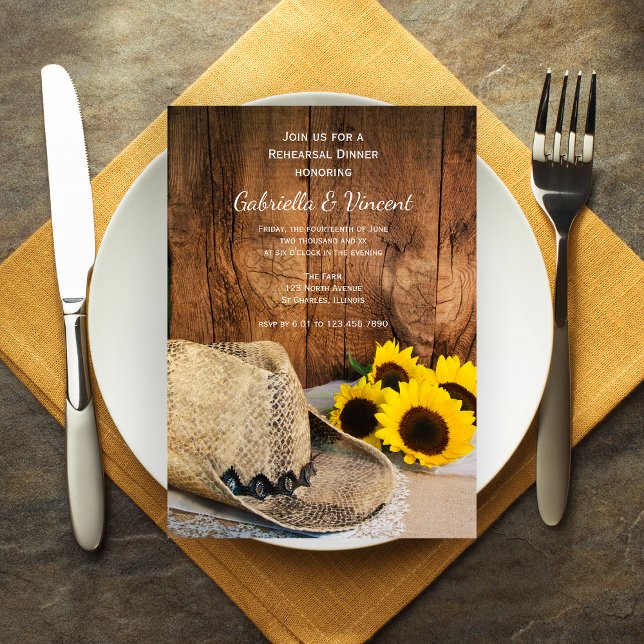 Invitation Cowboy Casquette Tournesol Grange Mariage Dîner de (Créateur téléchargé)