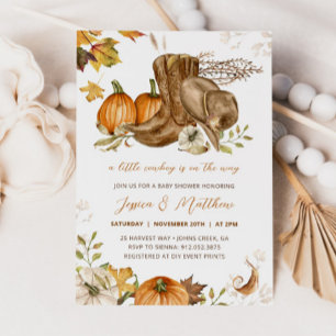 Invitation Cowboy Citrouille Automne Un Petit Baby shower Cow