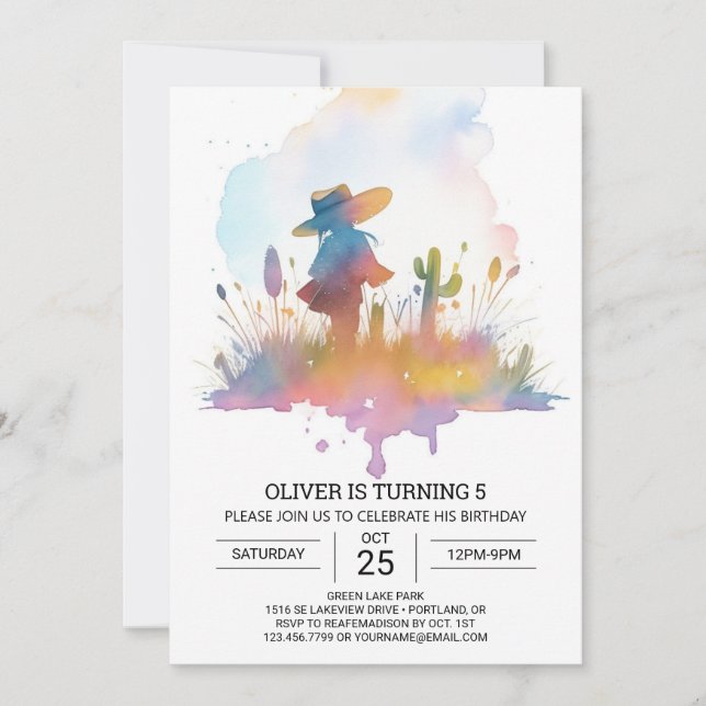 Invitation Cowboy Country Life Anniversaire (Devant)