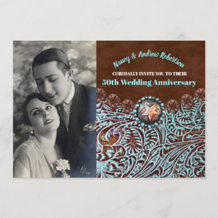 Invitation cowboy country western 50e anniversaire du mariage