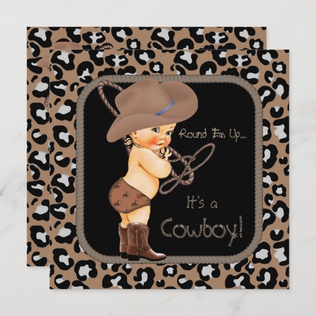 Invitation Cowboy Country Western Baby shower (Devant / Derrière)