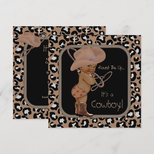 Invitation Cowboy Country Western Baby shower ethnique (Devant / Derrière)