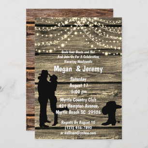 Invitation Cowboy Cowgirl Hug Bois String Réception lumineuse