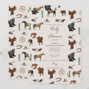 Invitation Cowboy Cowgirl Western Rodeo Pays Baby shower