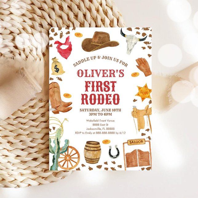 Invitation Cowboy de Rodéo Occidental Premier Rodéo 1er Anniv (Créateur téléchargé)