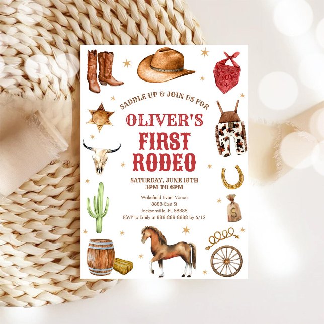 Invitation Cowboy de Rodéo Occidental Premier Rodéo 1er Anniv (Créateur téléchargé)