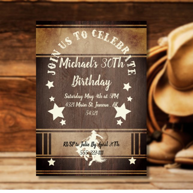 Invitation Cowboy équitation cheval sauvage ouest (Créateur téléchargé)