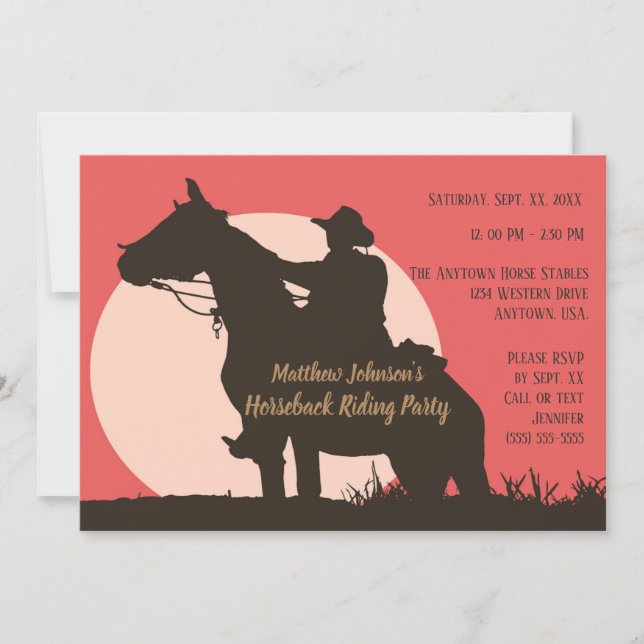 Invitation Cowboy Horseback équitation fête d'anniversaire (Devant)