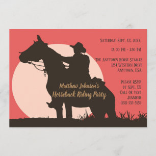 Invitation Cowboy Horseback équitation fête d'anniversaire